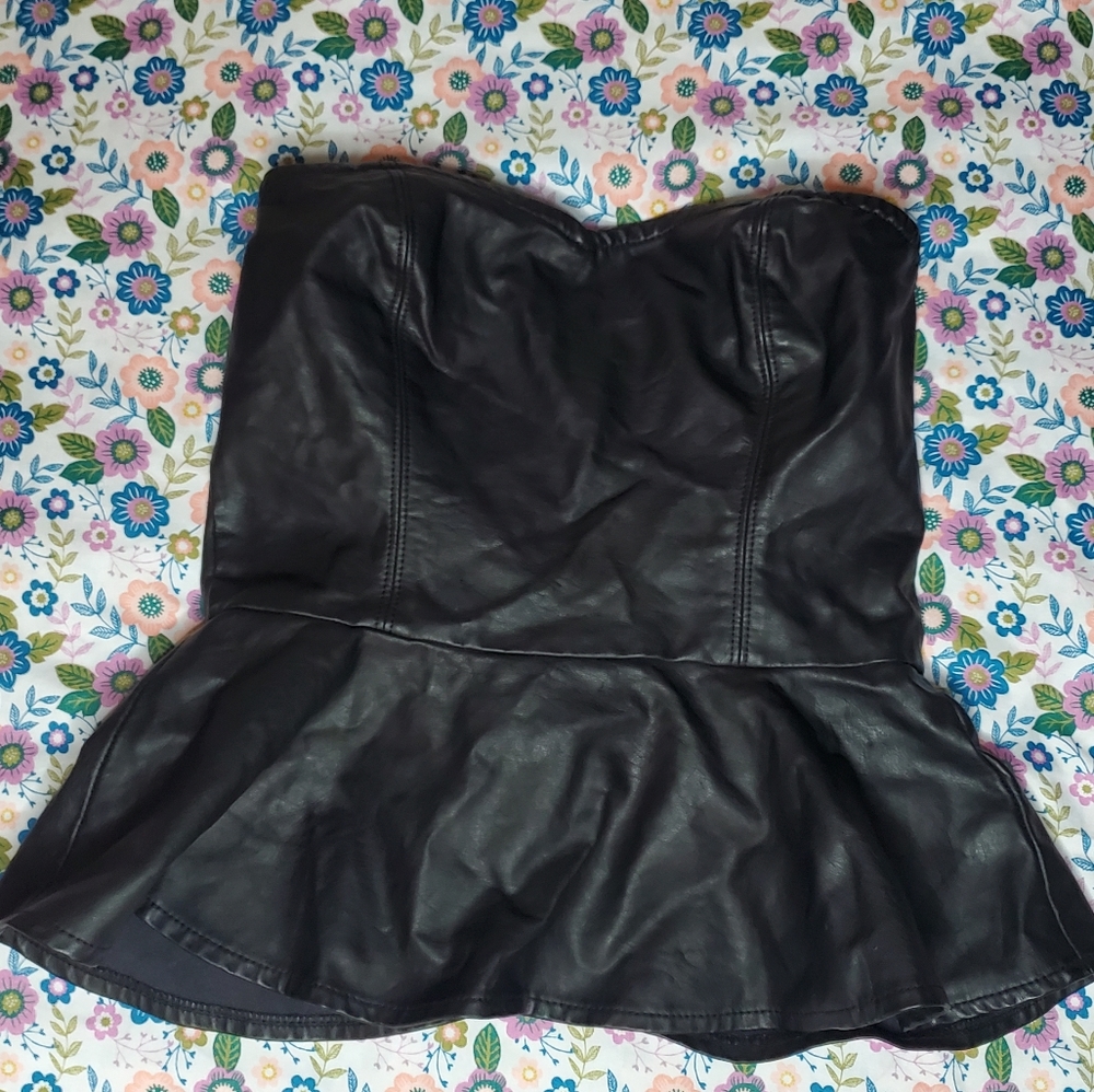 Small forever21 black leather peplum